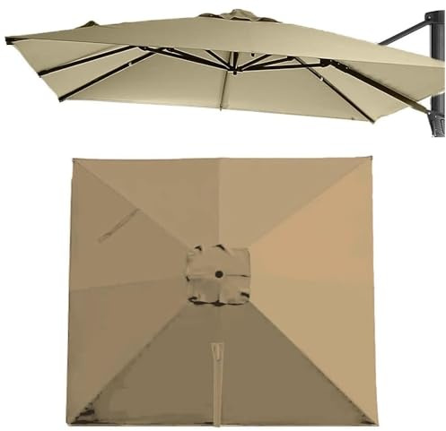 Telo Di Ricambio Per Ombrellone Da Giardino Quadrato 3x3.0m Copertura Di Ricambio Per Ombrellone A Sbalzo, Tessuto Di Ricambio Per Ombrelloni Da Mercato(Khaki,2.5x2.5m/8x8ft)
