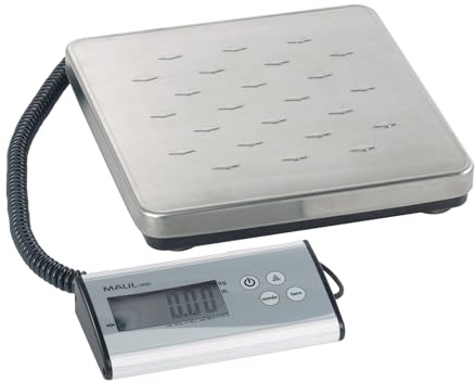 Maul Paketvåg Maulexpress, Lastkapacitet 120 Kg, Separat Kontrollpanel, Rostfritt Stål Våg Räkningsfunktion, Uppdelning 50 G, Silver, 1 St