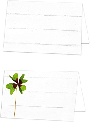 Logbuch-Verlag 100 weiße Tischkarten Kleeblatt Silvester Neujahr Geburtstag Hochzeit Namensschilder