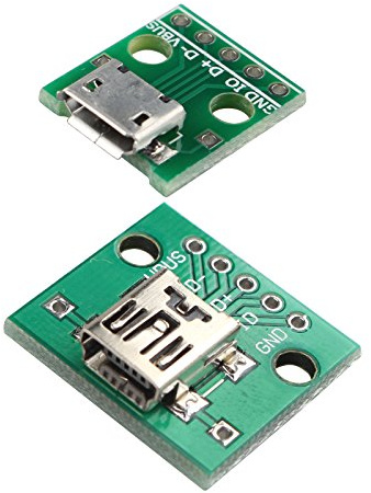 HALJIA Mini USB to 2.54mm DIP 5P and Micro USB to DIP 5 Pin Female Connector Adapter Module Board