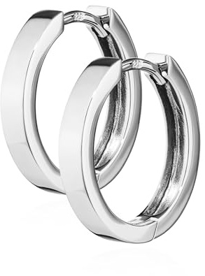 NKlaus Klappcreolen für Damen 925er Sterlingsilber, Silber, 3mm, 2 Stück | anlaufgeschützt; Außendurchmesser: 16mm; Breite: 3mm; Stärke: 1,8mm; Gewicht: 2,2g; 16 x 3mm