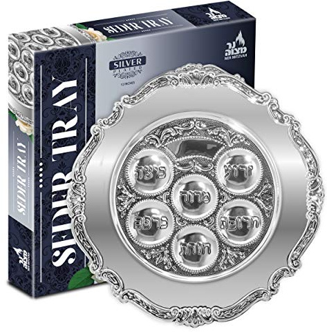 Plated Passover Seder Plate Traditional Judaica Passover Seder PlateKaarah Shallow Traditional Design 1Diameter