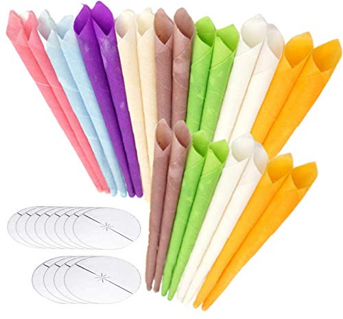 GLAMZA Lot de 24 bougies d'oreille bio pour oreilles bloquées 100% naturelle avec 12 cônes de protection pour bougies d'oreilles sûres et efficaces