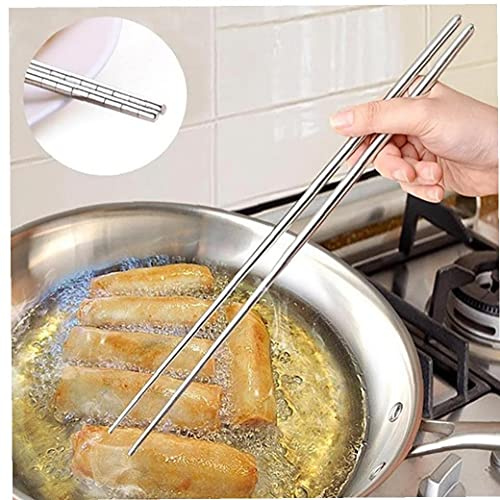 Froiny 1pair Extra Larga 14 Pulgadas Picantes De Olla Cocinar Freír Tallares Palillos De Acero Inoxidable Comida China De Alimentos Sushi