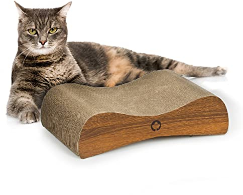 CanadianCat Company | Kratzbrett Satellite Petite | walnuss | Kratzmöbel, Lounge für Katzen | Kratzpappe + Katzenminze | ca. 37 x 10 x 23 cm