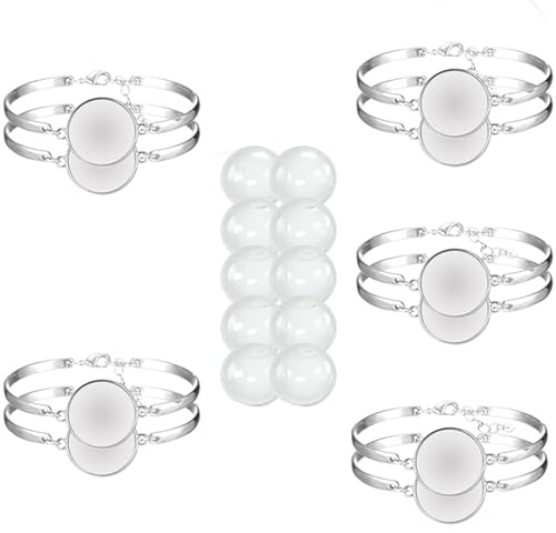 10 pezzi 20 mm Cabochon Lunetta Vassoio Lunetta Pendente Vassoi Supporto Bracciale Cabochon e 10 Pezzi 20 mm Cabochon in Vetro Chiaro Vassoio per Fai Da Te Collana Bracciale Produzione Gioielli