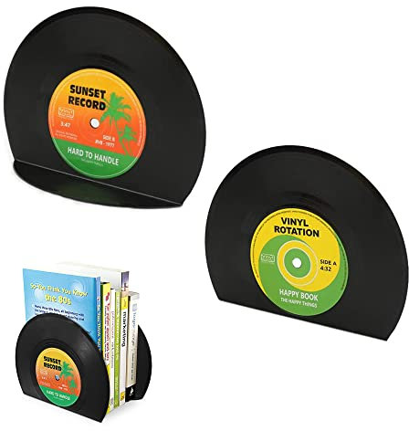 YZSZ 2 Piezas Soporte para Libros de CD de Estilo Retro Porta Libros para estantería de Escritorio Sujetalibros en Estilo Retro para Dormitorio Biblioteca Oficina Escuela Suministros de papelería