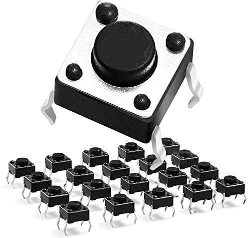 Chanzon Tactile Tact Button Switch 6x6x4.3mm Micro Mini Momentary Tact Switch 4 Pin 20Pcs SPST Dip Touch Pushbutton Switches for Breadboard Arduino PCB Electronic Circuit Board