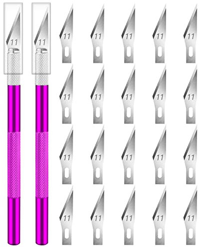 Artcut 2 Pz Cutter Di Precisione Taglierino Di Precisione, Bisturi con 20 Lame Taglierino, Bisturi Modellismo Bisturi Chirurgico, Taglierinomini Cutter Bisturi per Pane per Hobby, Arte (Viola)