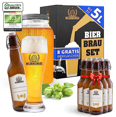 Heldengenuss - Bierbrauset Weizenbier - 5L Bier - [Echtes Brauerlebnis] - Bier brauen Set Mit Videoanleitung - Bier Geschenke für Männer