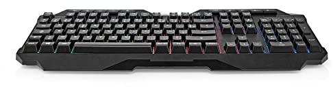Nedis Clavier de Jeu Filaire | USB Type-A | Clés à Membrane | LED | AZERTY | Disposition France | Longueur du câble d'aliment