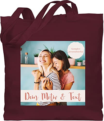 Baumwolltasche - eigenem - Eigenes Foto I Eigenes Bild - Unisize - Bordeauxrot - kindergarten stofftasche jutebeutel online bedrucken selbst drucken druck beutel personalised gifts