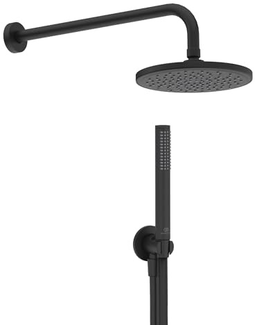 Ideal Standard - Idealrain, Kit doccia light, Mini set componenti doccia tondo, Nero Seta