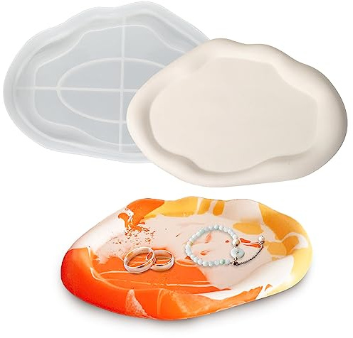 Tuxuzal Silikonform Tablett Untersetzer Epoxidharz Formen Tablett Oval Silikon Irregulär Schmuck Teller Gießform Beton Silikonformen Kerzenhalter Tablett DIY Kunstharz Silikonschale Heimdekoration | Silikon Irregulär Schmuck Teller Gießform Beton Silikonform Kerzenhalter Kunstharz Silikonschale