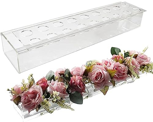 Pdodo Rechteckige Acryl Vase, Blumenvase Rosenvase für Tischdeko,Blumenkasten aus Acryl,Acryl Vase Transparent,Acrylic Flower Vase für Büro,Tischdekoration,Hochzeit,Desktop Party Dekoration