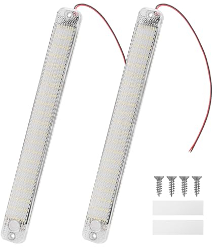 Thlevel 12V Barre de Lumières Intérieure à LED Lampe Eclairage Voiture Lumineuse avec Interrupteur pour 12V-85V Camping Camion Bateau Van 2 Pièces