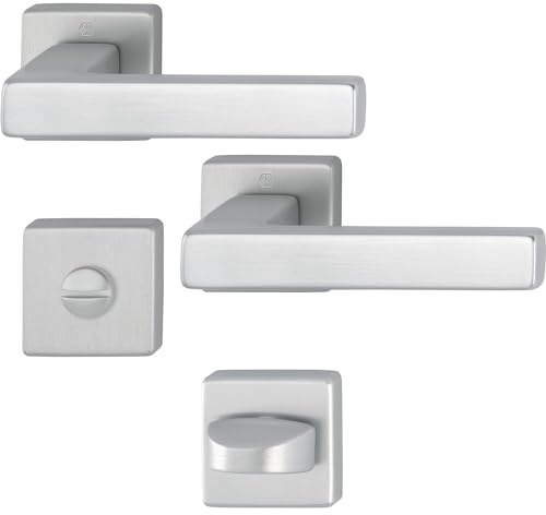 HOPPE 11758235 WC, Drückergarnitur Austin-auf Rosette, Aluminium edelstahlfarbig matt