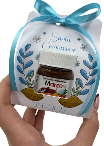 Bomboniera Sweet personalizzato da | Nutella 25gr. | in Scatola Espositiva tema completamente personalizzata | Barattolo crema spalmabile personalizzato con 5 confetti
