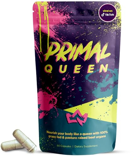Primal Queen Female-Optimized Beef Organ Superfood Supplement (Beef Liver, Kidney, Heart, & 3 More) - 100% Grass Fed, Pasture Raised - 3rd Party & Clinically Tested