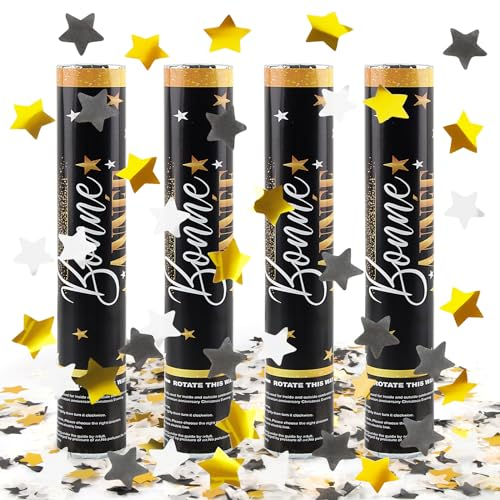 Dellyy Lot de 4 canons à confettis XXL mariage, anniversaire, célébrations