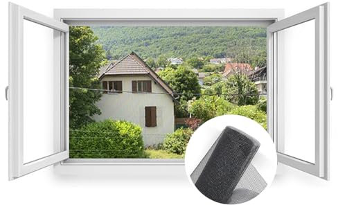Filet Moustiquaire Rouleau 1.2x17.5m Moustiquaire Pour FenêTre Anti-insectes Découpable Lavable Moustiquaire Sur Mesure Pour Porte Rideaux Fenetres －Noir