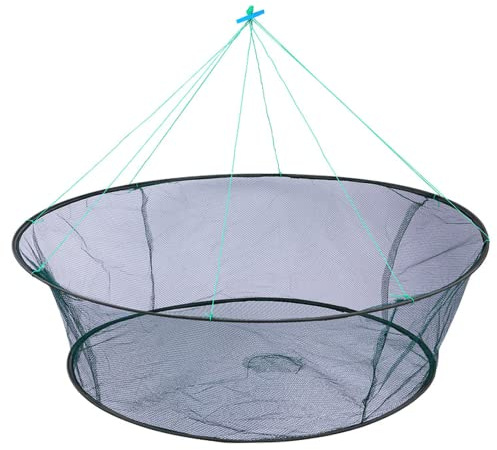 Red de Pesca Redonda Portátil para Cangrejos, Nailon Plegable con Malla Tejida y Cuerda Engrosada para Langosta, Pececillos y Camarones