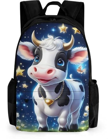 TNFHSOFT Hochlandkühe Kinderrucksäcke,3D Animal Gedruckter Schultasche Wasserdicht Schulranzen Grundschule Schultasche Für Kinder Geschenk 42x30.5cm