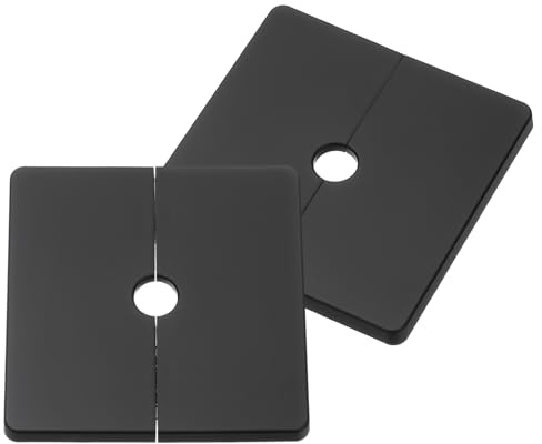 sourcing map 2 piastre per rosetta quadrate in plastica ABS, flangia divisa a parete, diametro 12 mm, copertura decorativa per bocca del tubo, colore nero