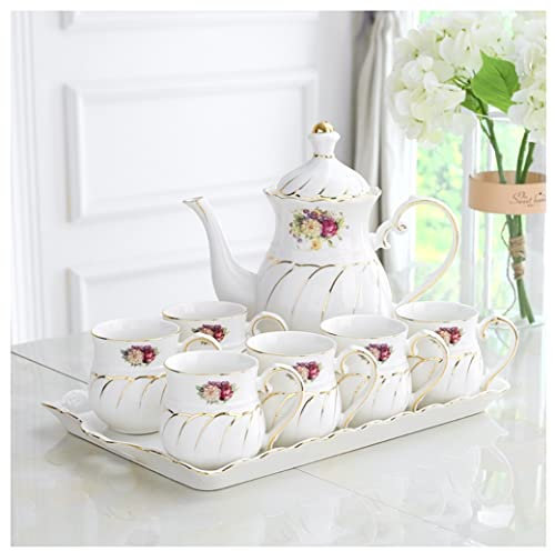 BOGAZY Service à Thé Service A The 8 Pièces Thé Tasse Ensemble Théière avec 6 Tasses À Café avec Plateau Britannique Tasses À Café Service À Thé pour La Maison Service Japonais(F)