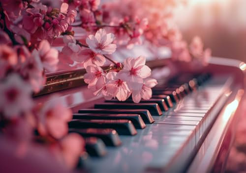 CALVENDO Poster 84,1 x 59,4 cm Querformat Symphonie im Frühling - Klavier und Kirschblüten| Bilder, Kunstdruck, Wandbild, Wanddeko, Prints ohne Rahmen