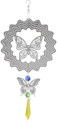 Molinillos de viento de mariposa para exteriores con colgante, molinillos de viento colgantes de metal 3D, de acero inoxidable, cinético para jardín, patio, decoración de interiores, decoración del