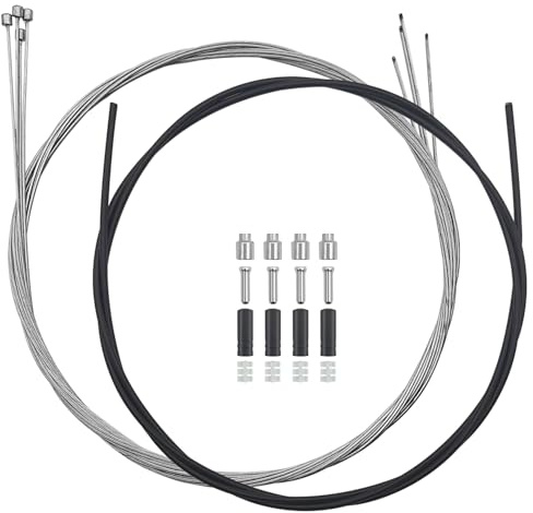 Bike Shift Cable Kit, 4 Pcs Derailleur Cable Shift Cable and A 2M Bike Cable Shift Housing, Bicycle Shifter Wire for Mountain and MTB Road Bike with Free 2 O-Rings, 4 End Ferrules and 4 End Caps