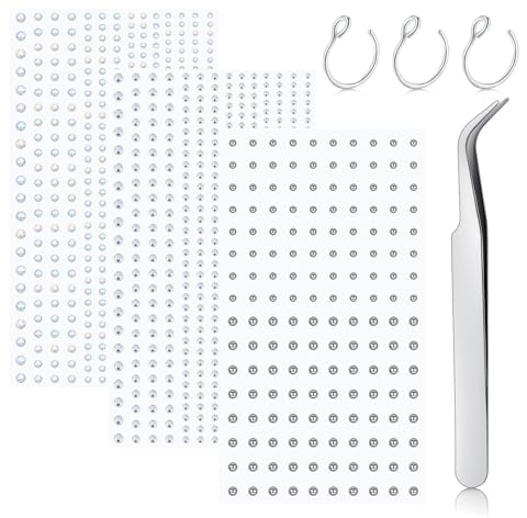 LAURITAMI 3 Blad Piercing Fake Nose Gemstone Sticker med pincett näsring, falska piercingar näsa bling pärlor ansikte kropp öra smycken icke piercings2/2,5/3/4 mm, 2mm, 2.5mm, 3mm, 4mm, 5mm, Rostfritt
