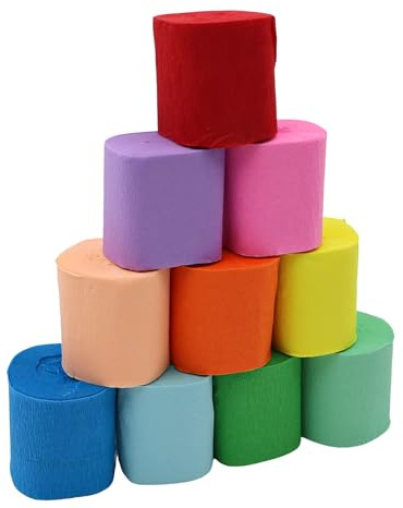 10 Rotoli Carta Crespa Colorata Stelle Filanti in Carta Crespa Nastri Crespa Colorati per Pasqua Festa di Compleanno Natale Decorazione di Nozze (10 Colori, 4.5cm*10m)
