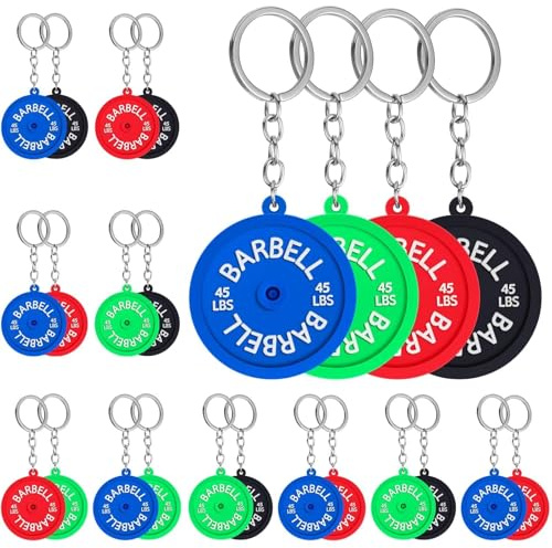 BOSENIYU Portachiavi in silicone, divertente portachiavi con bilanciere per sollevamento pesi, ciondolo per zaino per gli amanti della palestra.