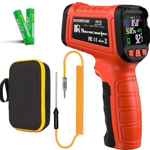 MOONASCEND Infrared Thermometer Gun, -58°F to 2732°F, Dual-Mode 50:1 | 932°F K-Type Probe Included，Protective Tool Case Included，Industrial HVAC & Equipment Diagnostics