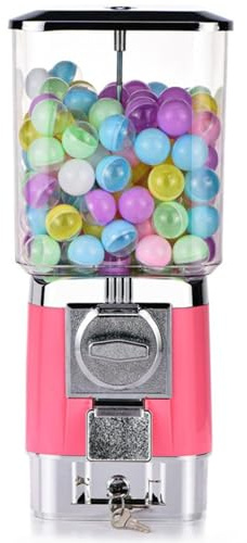 HYQNG Gumball Machine para niños, máquinas expendedoras de Dulces, 200 Bolas vacías, Tokens de Acero Inoxidable de 100, máquina de Chicle operada por Monedas para Tiendas de Juegos Pink Silver Drawer