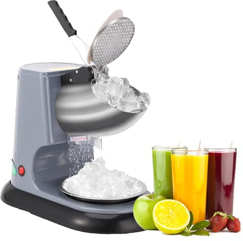 NVYAZJ Broyeur De Glace Électrique, 350W Puissance 95kg/h Machine À Broyer La Glace, 2200r/min Six Lames Tranchantes, Entrée 11.5cm Et Épaisseur Ajustable pour La Maison Et Le Commerce