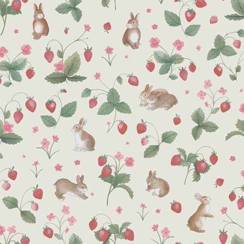 Holden Storybook Bunnies & Berries Cute Soft Nature Inspired Wallpaper Perfect for Nurseries Playrooms Newborns' Walldecoration Cream/Multi 14140