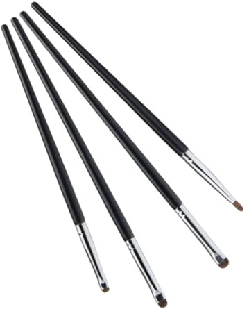 FRCOLOR Set de 4 Pinceaux Eyeliner de Précision Poils Naturels de Cheval Manche en Bois Facile à Utiliser Maquillage Professionnel pour Maquillage des Yeux