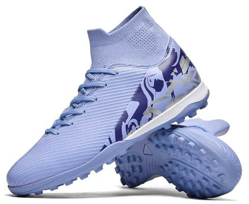 Saynnie Soccer Cleats for Mens Womens Turf Indoor Soccer Shoes Unisex High Ankle AG TF Football Boots Youth Baseball Rugby Training Shoes (2606 Zi TF 40)