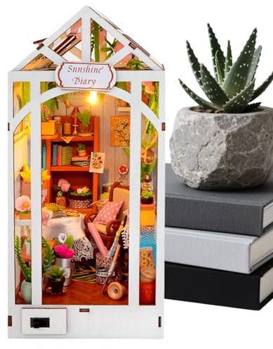 WJnflQN Kit de construcción de casa en miniatura | Mini invernadero de madera | Puzzle decorativo para cajón de espacio estable, mesa de salón, biblioteca de clases, oficina, Navidad, Halloween