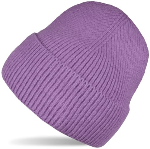 styleBREAKER Unisex Beanie Strickmütze Rippenmuster Krempe | Doppelt gestricktes Gewebe für optimale Wärmeisolation an kalten Tagen. Elastischer Umschlag, passend für 56-59 cm Umfang.