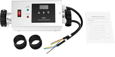 Eieblek Calefacción de piscina, 220 V, 3 kW, calefacción eléctrica para piscinas, termostato digital, calefacción eléctrica para piscinas, termostato intercambiador de calor para piscinas pequeñas