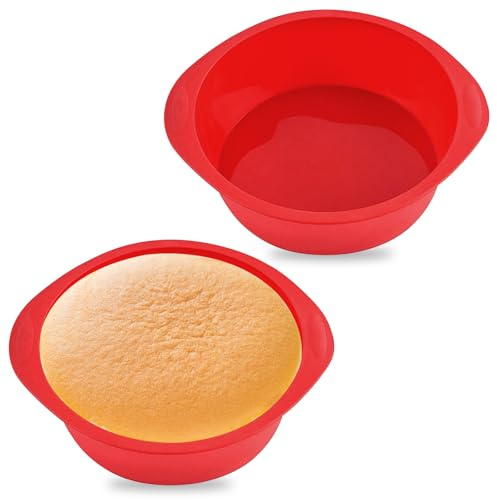 Techchii 2 Stück Silikon Backform Rund, Kuchenform Silikon 6 Zoll Kuchenform Rund Antihaft Silikonbackform für Schichtkuchen, Käsekuchen, Regenbogenkuchen, Chiffonkuchen