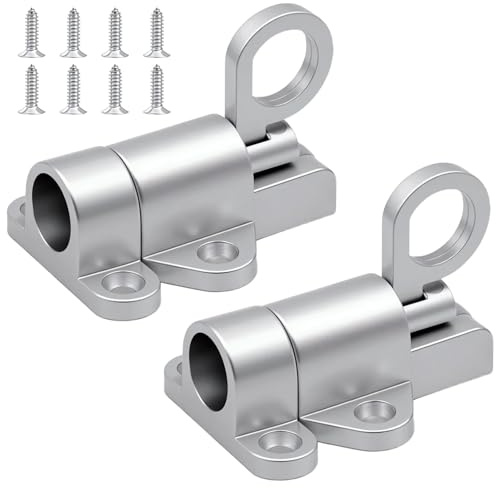 2 Pezzi Serratura Porta a Rimbalzo Fermo Porta in Lega di Alluminio con Vite Serratura a Molla di Sicurezza, Automatico Serratura Porta per Porte in Legno Finestre Porte Armadio (argento)