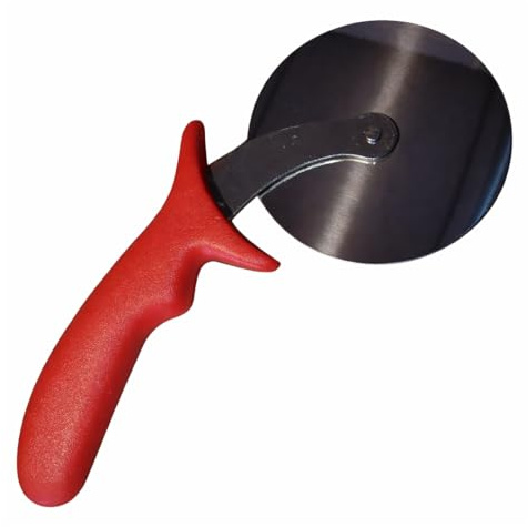 Pizza Cutter with Wheel Slicer Stainless Steel Blade and Plastic Handle Anti-Slip, Professional Pizza Slicer Through Crusts, Pies and More, Dishwasher Safe (Red)