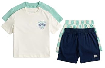 Marks & Spencer Kinder Unisex Baumwolle Nachtwäsche 2er-Pack Regular | Ärmellänge: Cap-Ärmel, Rundhalsausschnitt, Zum Reinschlüpfen