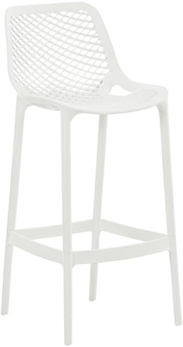 CLP Taburete de jardín Resistente al Clima Air, Silla de jardín con Respaldo, Taburete de Barra Resistente a UV de plástico fácil de cuidar, Color:Blanco