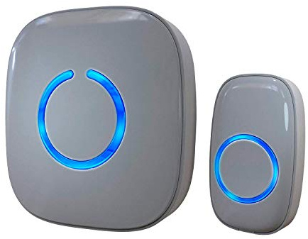 SadoTech Wireless Doorbells for Home, Apartments, Businesses, Classrooms, etc. - 1 Door Bell Ringer & 1 Plug-In Chime Receiver, Battery Operated, Easy-to-Use, Wireless Doorbell w/LED Flash, Gray
